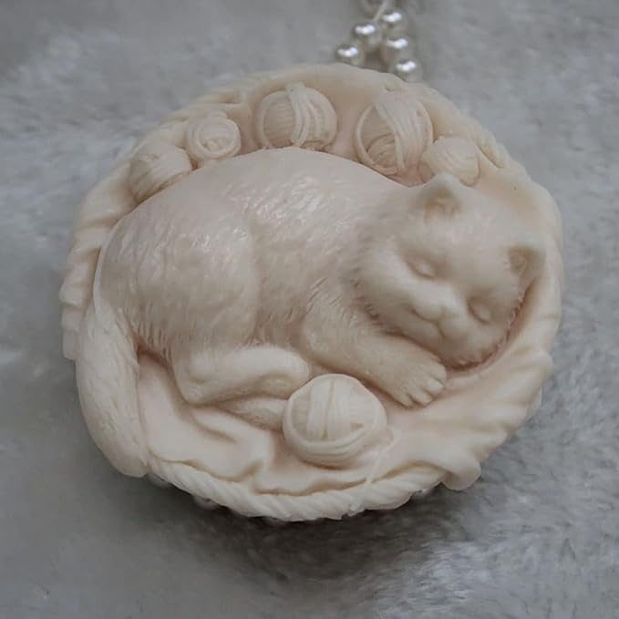 Cat in Bowl Silicone Wave Spiral Candle Mold by EVERELAMSiliconeMolds