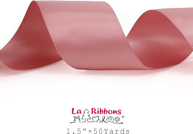 LaRibbons 1 1/2 Inch 50 Yard Double Faced Satin Ribbon, Dust Pink Satin Craft - Image 5