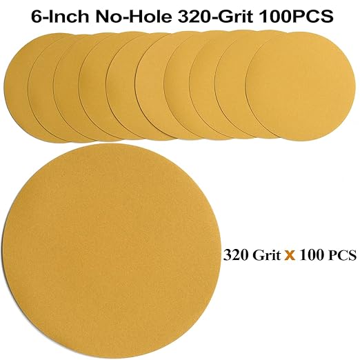 6-Inch No-Hole Hook and Loop Sanding Discs 320-Grit, Random Orbital Sandpaper - Image 2