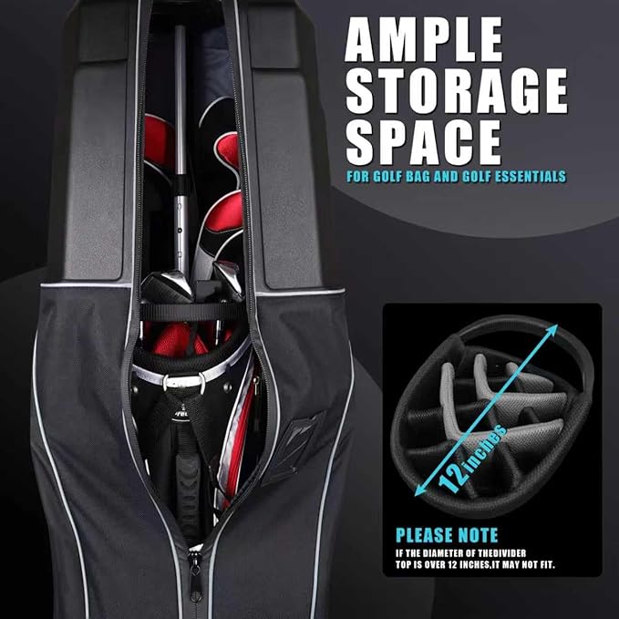 Golf Travel Bag with Hard Case Top and Wheels ，Premium Oxford Fabric, Golf Travel Bags for Airlines ，Protect Your Club for Safe Transport