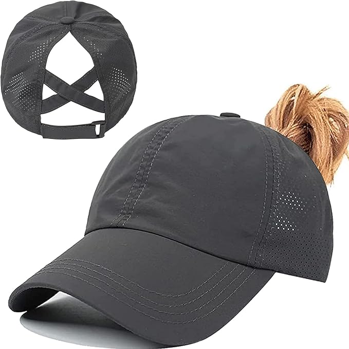 Criss Cross Hat Washed Distressed Baseball Cap Ponytail Hat High Messy Bun Ponycap for Women