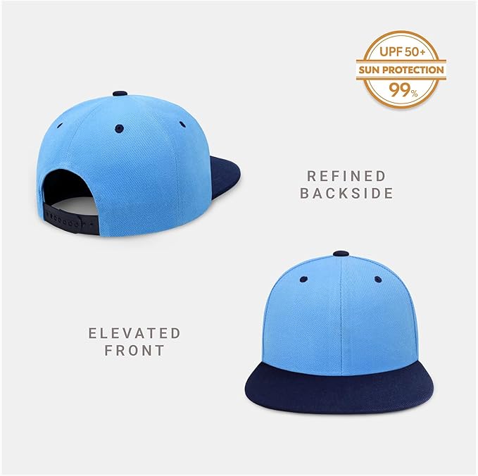 CHOK.LIDS Flat Bill Visor Classic Snapback Hat Blank Adjustable Brim High Top End Trendy Color Style Plain Tone Baseball Cap