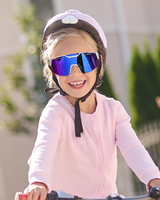 FEISEDY Kids Sunglasses Youth Baseball Sun Glasses, UV400 Sports Teens Cycling Shades for Boys Girls Age 8-16 B0048