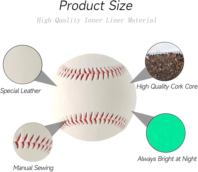 3PCS Light Up Baseball Glow in The Dark Light up Glow Balls Official Size Baseball Gift and Baseball Fans Baseball Accessories