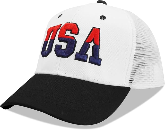 American Flag Patriotic Baseball Cap | Embroidered USA Flag 100% Cotton Adjustable Hat for Men & Women