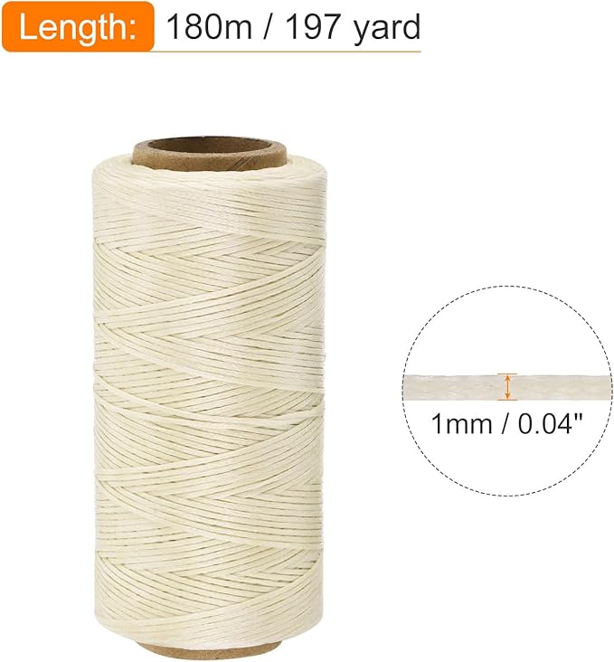 MECCANIXITY Waxed Thread, 197 Yard 1mm 210D Flat Wax Thread Polyester Waxed - Image 2
