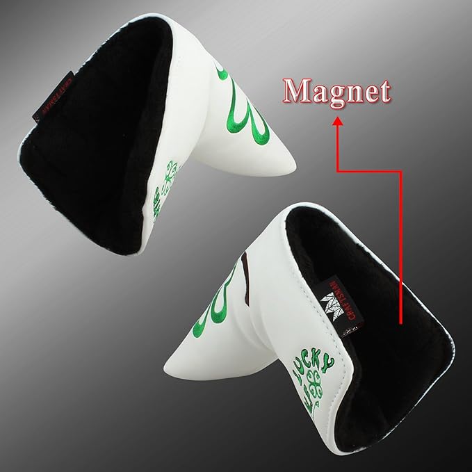 Craftsman Golf Green Lucky Clover Driver Wood Hybrid Headcover Blade Mallet Putter Cover for Scotty Cameron Taylormade Odyssey Also for Custom Version with Your Name Stitched