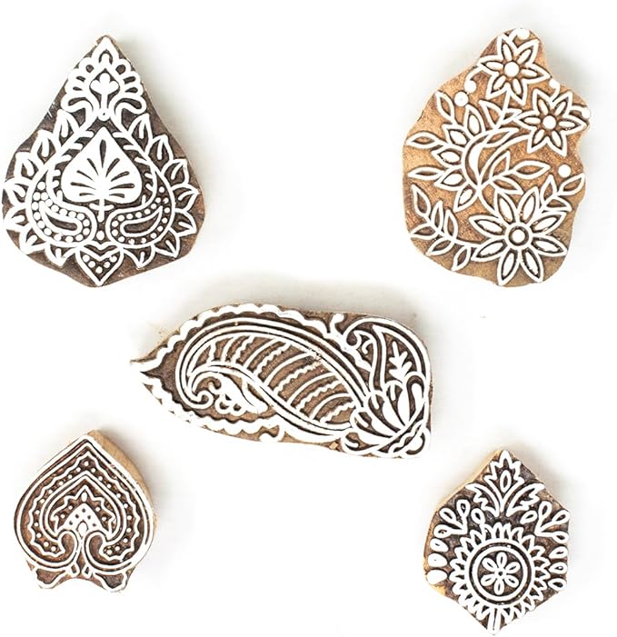 Hashcart Wooden Indian Traditional Design Printing Stamps/Blocks - Image 2