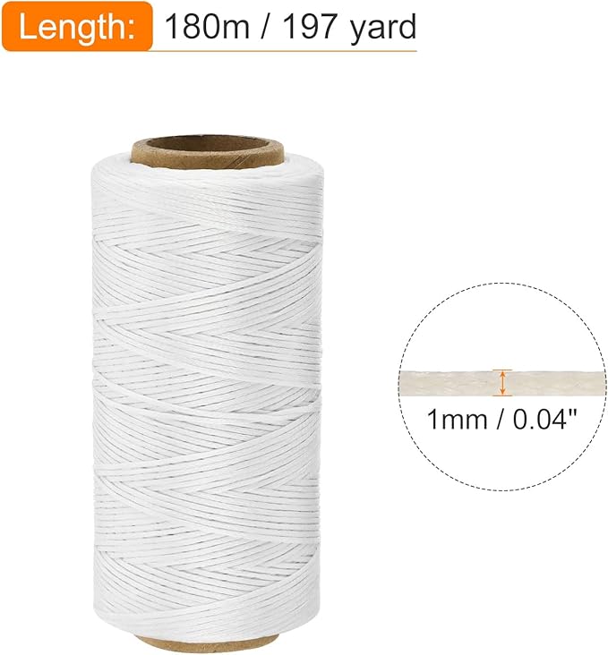 MECCANIXITY Waxed Thread, 197 Yard 1mm 210D Flat Wax Thread Polyester Waxed - Image 2