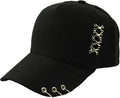 Kpop Hat Ring Baseball-Cap - Suga-Snapback Baseball Cap with Iron Rings (Black) (Medium, Black)