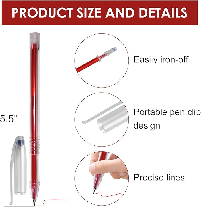 24pcs Heat Erasable Pens for Fabric, Fabric Pens for Sewing Erasable for - Image 2