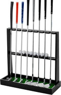 XCSOURCE Wooden Golf Putter Stand, Golf Club Holder Stand Floor Display Rack, Golf Club Rack for 8 Clubs and 12 Balls Storage, Golf Club Organizer for Indoor Home Office Club Simulator