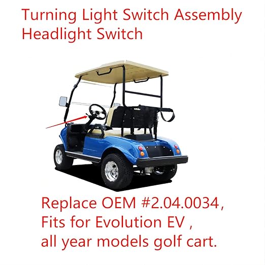 JOEEGO Turn Light Switch Assembly, Headlight Switch Compatible with Evolution Golf Carts, Replaces OEM# 2.04.0034