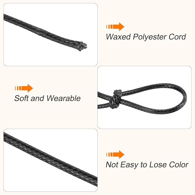 MECCANIXITY Waxed Cord 2mm Waxed Polyester Cord 98 Yard Wax String - Image 3