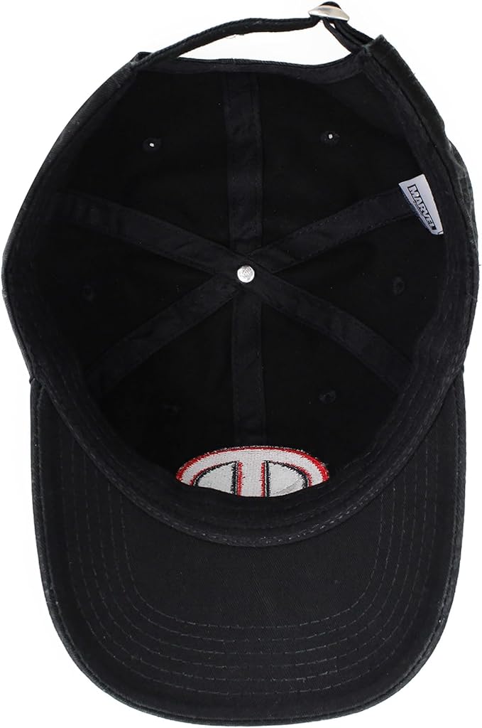 Marvel Deadpool Dad Hat, Stitched Face Logo Cotton Adjustable Baseball Cap with Curved Brim, Black, One Size