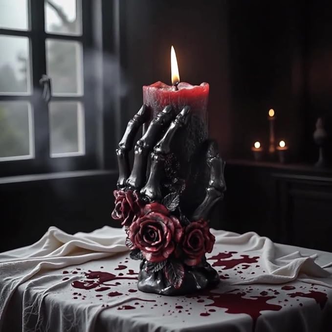 2 Pcs Halloween Skull Candle Molds 3D Skull Resin Molds, Ghost Hand Silicone - Image 2