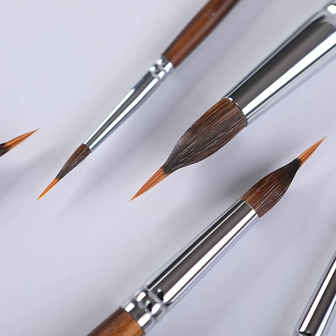 Watercolor Brushes Professional, Fuumuui 6Pcs Extended Needle Point Brushes - Image 3