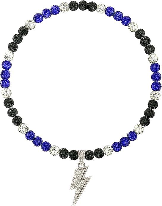 Baseball Necklace for Men 16/18/20 Inch Bling Ice Collection Lightning Bolt Pendant Necklace for Women Rhinestone Clay Beaded Discoball Accessories Gifts for Baseball Team Players Lovers