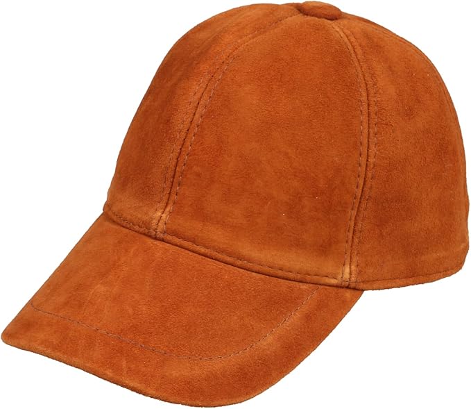 Suede Leather Baseball Cap – Unstructured 6 Panel Adjustable Strapback Hat for Men & Women