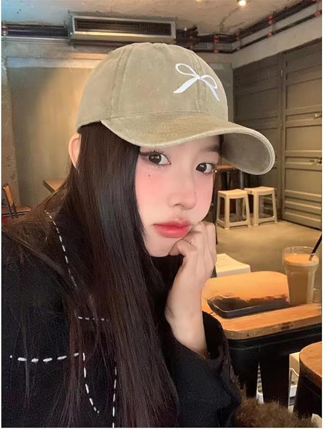 Sumleno Womens Trendy Cute Bow Baseball Cap Y2k Aesthetic Preppy Sun Cap Hiking Travel Trucker Hat Accessories
