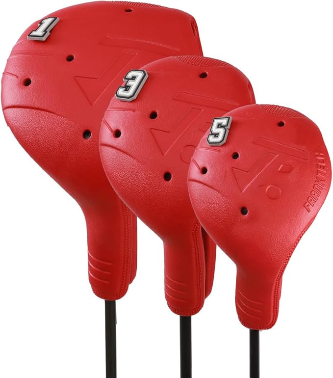 Snap-On Golf Club Covers for Right-Handed Golf Clubs, Easy On Off in 1 Second, Fits 460cc Drivers, Washable EVA Plastic with Shaft Lock, DIY Pins for Customization