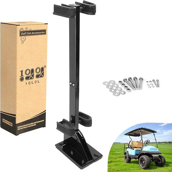 10L0L Universal Golf Cart Gun Holder for EZGO, Club Car, Yamaha, and UTV, Stand-Up Adjustable Floor Mount Gun Rack with Quick Release, Rifle & Hunting Gun Storage Accessory