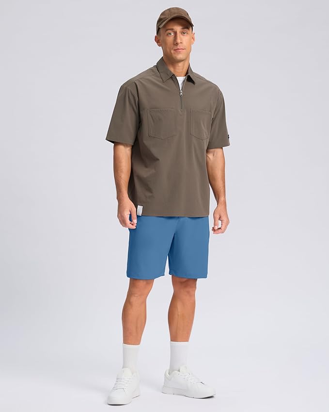 Pudolla Men's Casual Shorts 7"/9"/5" Lightweight Golf Shorts with 3 Pockets Stretch Quick Dry Comfy Work Shorts
