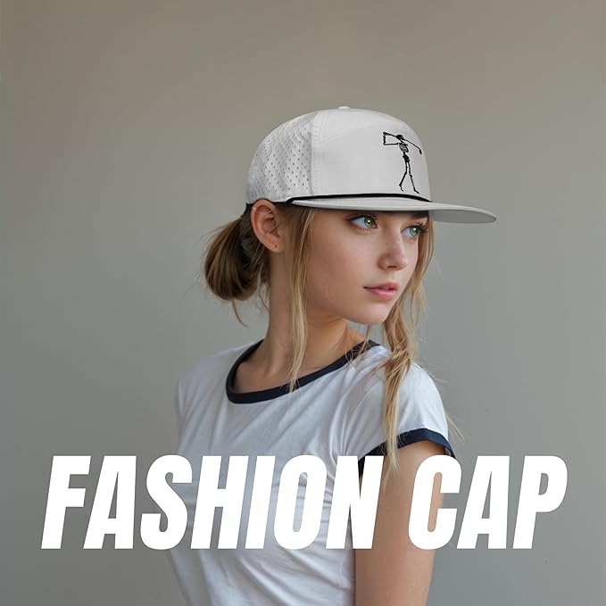 Bamveio Funny Golf Hats Flat Bill for Men Women,Golf Gifts Skull Baseball Cap for Adults Humor