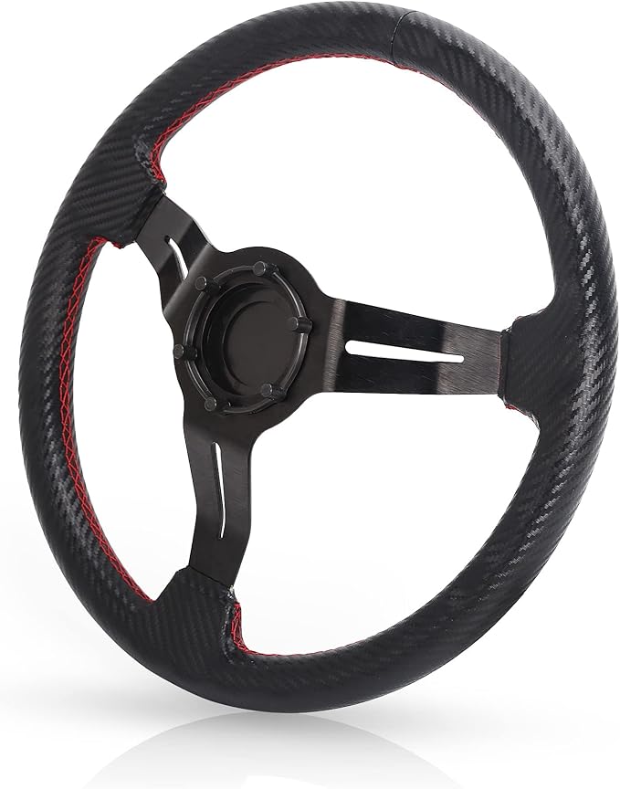 10L0L Golf Cart Steering Wheel, Universal Design Fit for Yamaha, EZGO RXV & TXT, Club Car DS, Club Car Precedent Tempo, Most Golf Cart(Carbon Black)