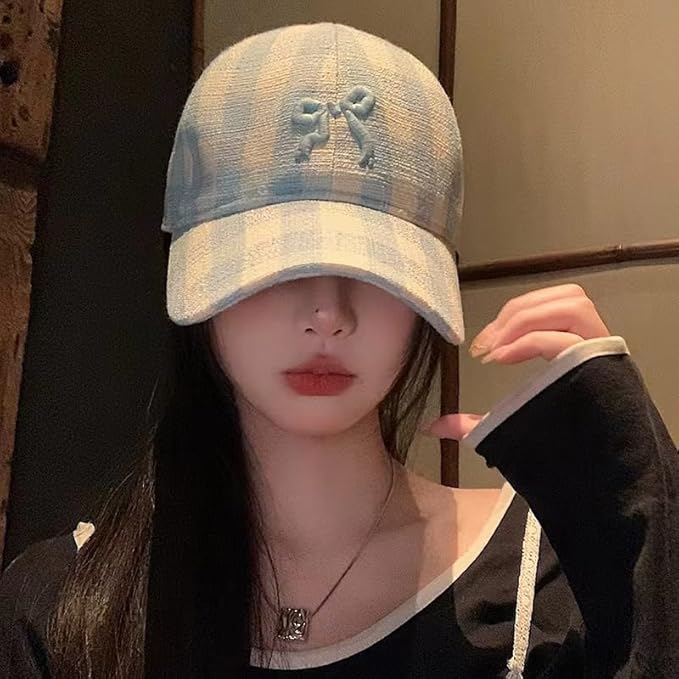 Sumleno Womens Trendy Cute Bow Baseball Cap Y2k Aesthetic Preppy Sun Cap Hiking Travel Trucker Hat Accessories