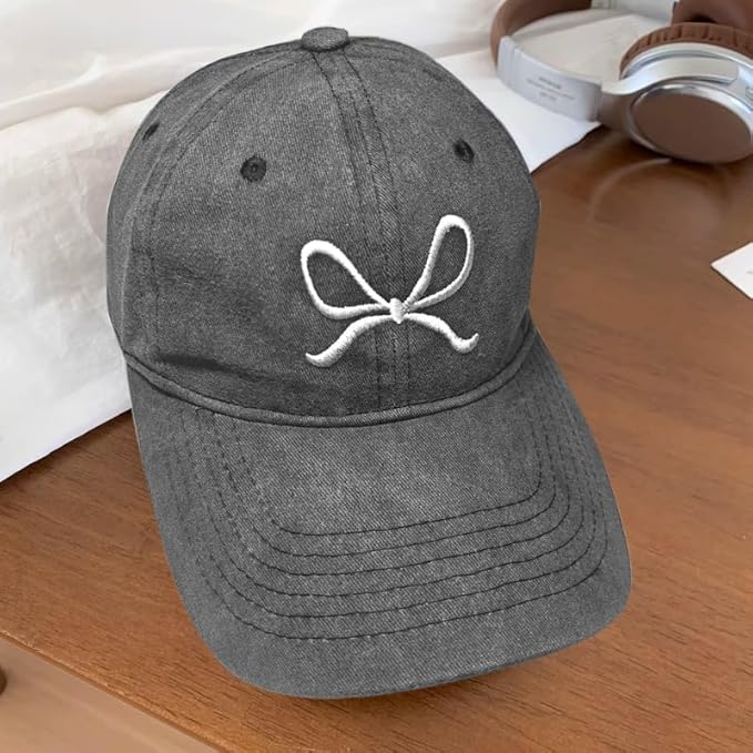 Trendy Bow-Tie Baseball Cap for Women and Men Trucker Hats Y2k Adjustable Fashion Sun Hat with Visor for Hiking & Travel