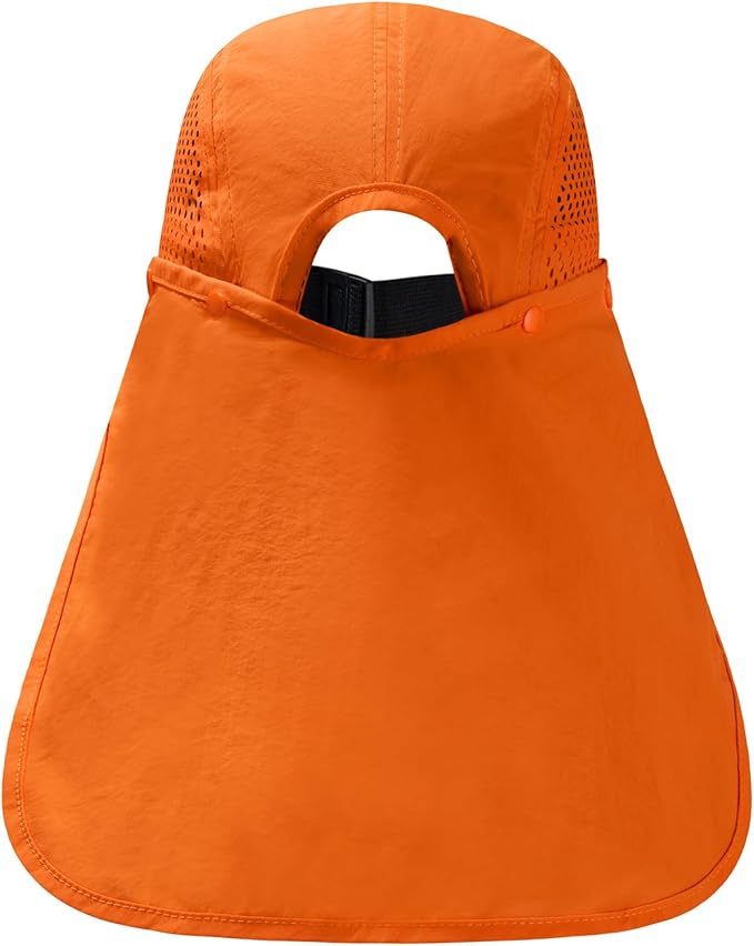 BASSDASH UPF 50+ Foldable Fishing Hat Baseball Cap with Removable Neck Flap Portable for Men Women Golf Hiking