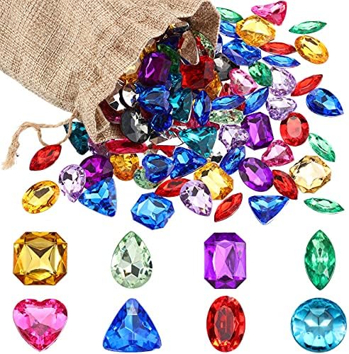 Hicarer 100 Pcs Colorful Toy Gems for Kids Pirate Treasure Chest Jewels