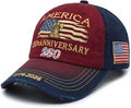 USA 250th Anniversary Hat, Adjustable 250th Anniversary Printed Patriotic Baseball Caps, Tribute Retro Washed Hat