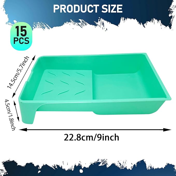 4 Inch Paint Tray, 15 Pack Plastic Paint Roller Tray, Heavy Duty Disposable - Image 2
