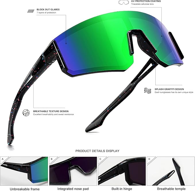 SEKKAF Youth Baseball Sunglasses for Boys Girls Age 6-12 Softball Cycling Sports Sunglasses for Kids Lightweight Frame
