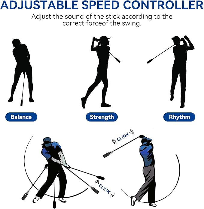 MIKOSI New Upgrade Golf Swing Trainer, Golf Grip Trainer for Warm Up, Adjustable Speed Controller Training Aid for Right Handed Golfers, Golf Swing Aid with Ergonomic Grip, Indoor & Outdoor Use