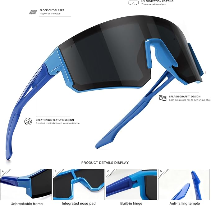 SEKKAF Youth Baseball Sunglasses for Boys Girls Age 6-12 Softball Cycling Sports Sunglasses for Kids Lightweight Frame