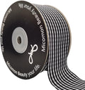 1.5 Inch Black and White Woven Edge Gingham Ribbon 25 Yards Each Roll 100% by Micomon