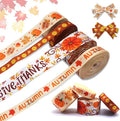 4 PCS Thanksgiving Fall Ribbons Pumpkin Leaves Printed Grosgrain Ribbons White by Estivaux