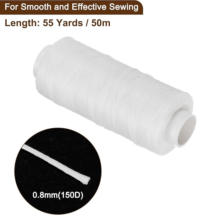 uxcell Leather Sewing Waxed Thread, 55 Yards / 50m 0.8mm 150D Flat Polyester - Image 2