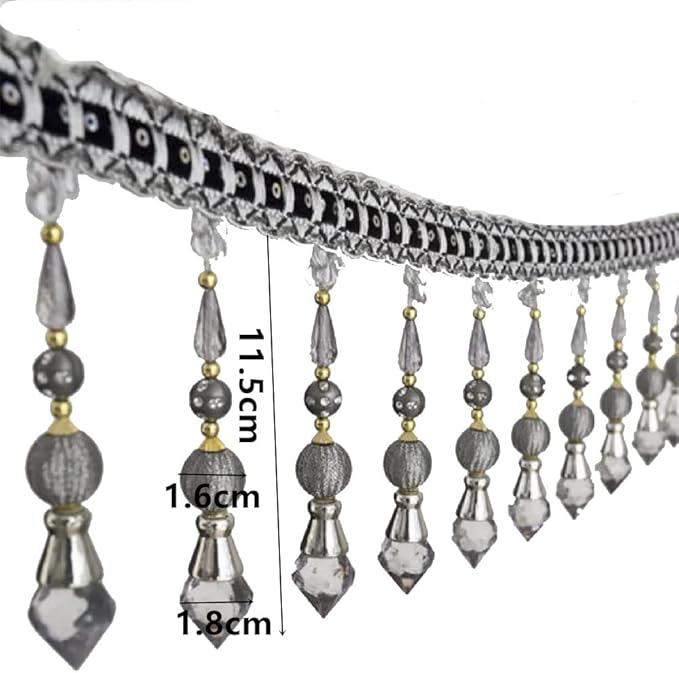 3yards Beading Fringe Trimming Long Beads Tassel Curtain Trim Ribbon Trim - Image 4