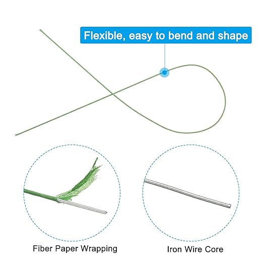 PATIKIL 20 Gauge 16" Floral Stem Wire, Light Green - Image 3