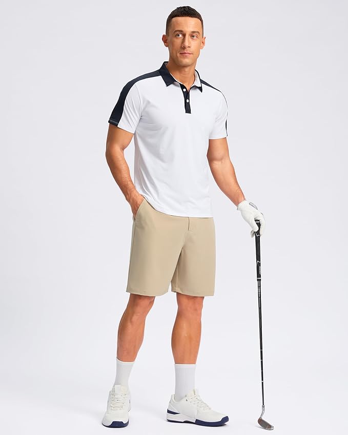 Pudolla Men's Casual Shorts 7"/9"/5" Lightweight Golf Shorts with 3 Pockets Stretch Quick Dry Comfy Work Shorts