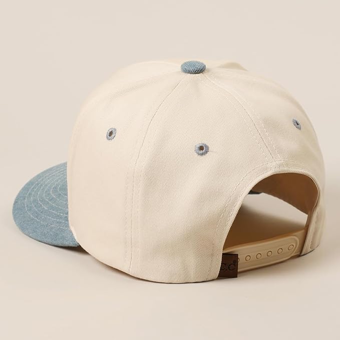 MIRMARU Two-Tone Vintage Canvas Trucker Hats for Men & Women, Adjustable Size Baseball Caps with Trendy Embroidered Design