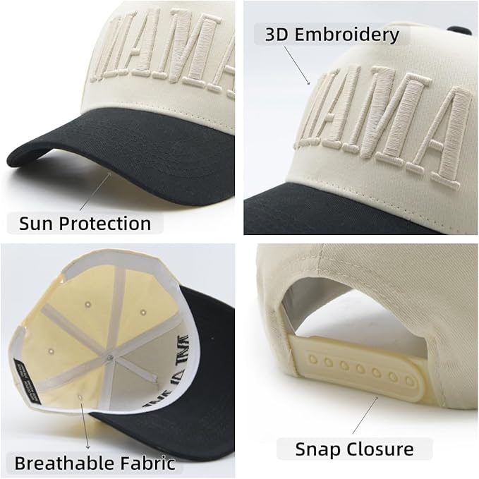 Womens Mama Trucker Hat, Vintage Snapback Mom Baseball Cap, Trendy New Mom Gifts Mothers Day Outfits for Mommin