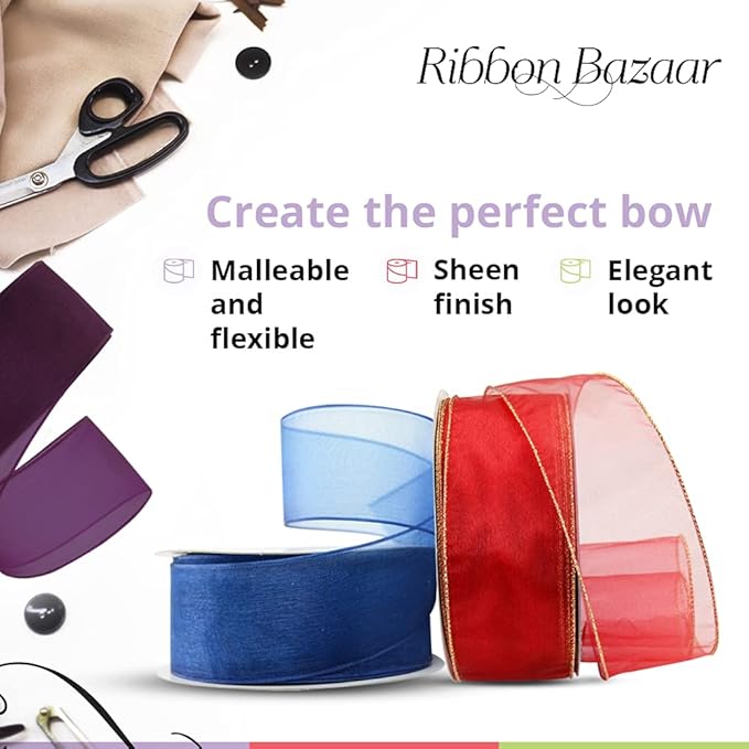 Ribbon Bazaar Sheer Organza Wired Ribbon - Image 3