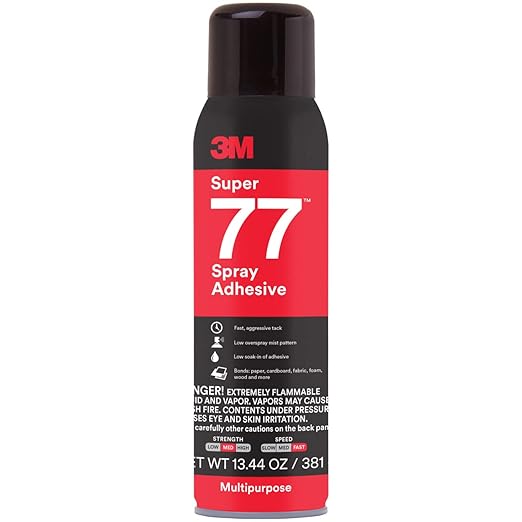 3M Super 77 Multipurpose Permanent Spray Adhesive Glue, Net Wt 13.44 oz by 3MIndustrial