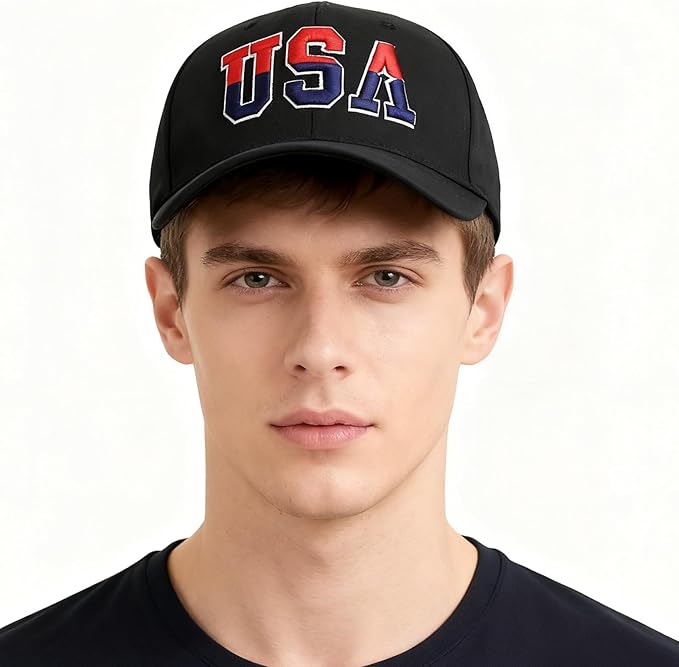 American Flag Patriotic Baseball Cap | Embroidered USA Flag 100% Cotton Adjustable Hat for Men & Women