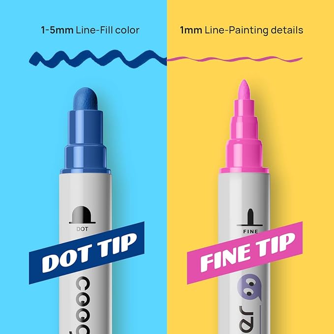 60 Colors Dual Tip Acrylic Paint Markers, Fine Tip and Dot Tip Acrylic Paint - Image 2
